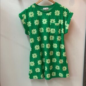 Very J Green Dress with White Floral Pattern